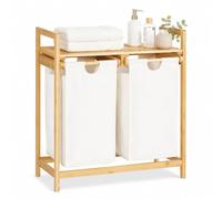 Relaxdays Centro para la colada, Separador de ropa sucia, Dos compartimentos, Portátil, 60 L, 1 Ud., Natural