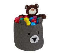 Relaxdays Cesta Almacenaje Infantil, Canasta Ordenación 38x34 cm, Habitación Niños, Diseño Oso, Gris
