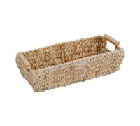 Relaxdays Cesta Almacenaje, Rectangular, Jacinto Agua, Caja Organizadora Tejida, Baño, con Asas, 13,5x43x19 cm, Natural