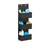 Relaxdays Cesta Colgante Organizadora para Puerta, Plástico, Negro, 75 x 25 x 15 cm