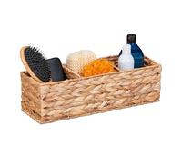 Relaxdays Cesta de Almacenaje, Jacinto de Agua, 3 Compartimentos, Caja Organizadora Baño Tejida, 13x42,5x15 cm, Natural