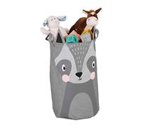 Relaxdays Cesta de almacenaje infantil mapache rosa,negro,gris