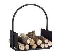 Relaxdays Cesta para leña en negro negro