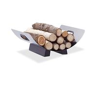 Relaxdays Cesta de leña de acero inoxidable antracita,plata