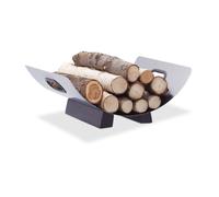 Relaxdays Cesta de leña de acero inoxidable antracita,plata