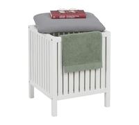 Relaxdays cesta de ropa con asiento, nogal, tapa acolchada, blanco/gris | 51x38x38 cm, taburete de baño con almacenaje