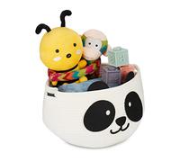 Relaxdays Cesta Infantil de Algodón, Diseño de Panda, Organizador Juguetes, Ropa o Pañales, 24,5 x 35 cm, Blanco y Negro