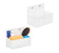 Relaxdays Cesta Organizadora Colgante, Set 2, Efecto Trenzado, Baño, Pasillo, Cestita Pared, 20 x 25 x 16,5 cm, Blanco