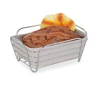 Relaxdays Cesta Pan con Forro de Tela, Rectangular, Cesta de Desayuno para Pan, Canasta de Pan 10 x 23,5 x 17 cm, Gris