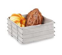 Relaxdays Cesta Pan Metal, Forro Tela, Panadera Moderna, Color Gris | Cesto Panadero Acero Inoxidable, 10,5 x 23 x 23 cm