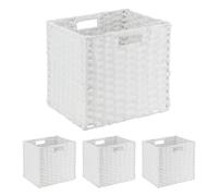 Relaxdays Cestas almacenaje plástico pack de 4 blanco