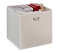 Relaxdays Cesto Almacenaje Bambú, Cesta Cuadrada Baño, Caja Estante Alta, 31 x 31 x 31 cm, Plegable, Blanco