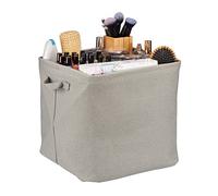 Relaxdays Cesto Almacenaje de Tela, Plegable, Organización, 33 x 33 x 33 cm, Caja Poliéster con Asas, Color Gris