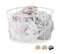 Relaxdays Cesto de almacenaje, Redondo, Vintage, Almacenaje, Decoración, ∅ 22 cm, Blanco