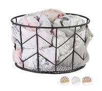 Relaxdays Cesto de almacenaje, Redondo, Vintage, Almacenaje, Decoración, ∅ 22 cm, Negro