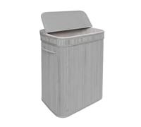 Relaxdays cesto para ropa con tapa, bambú, 72 l, plegable (Al x An x Pr) 60 x 40 x 30 cm, baño, gris