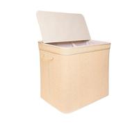 Relaxdays cesto para ropa sucia con tapa, bambú, 170 L, 3 compartimentos, 61 x 67 x 44 cm, baño, natural