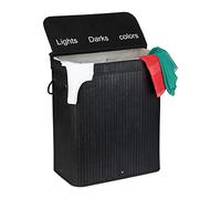 Relaxdays Cesto Ropa Sucia, Bambú, 3 Compartimentos de 30 L, Cesta Colada con Tapa, Asas, 63x55x35 cm, Colores a Elegir