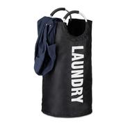Relaxdays Cesto ropa sucia de tela blanco,negro,plata