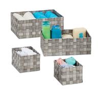 Relaxdays Cestos de almacenaje tejidos en set de 4 gris