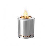 Relaxdays Chimenea de Mesa sin Humo de Acero Inoxidable, Bandeja de Cenizas, 25x22.5x22.5 cm, Plateada