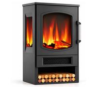 Relaxdays, chimenea eléctrica, efecto llama, calefacción, 2 niveles de potencia, 900/1800 W, termostato, temporizador, dimensiones: 75x44x35 cm, color