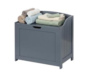Relaxdays Cofre de almacenamiento, 80 L, para ropa sucia, ropa de cama y juguetes, baño, cofre con tapa, MDF, gris
