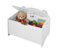 Relaxdays Cofre para juguetes silueta de oso, con tapa, 48 x 60 x 38 cm, habitación infantil, MDF, blanco