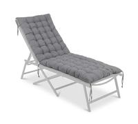 Relaxdays Cojín Acolchado para Banco, 180 x 70 cm, con Cintas, Exterior, Gris