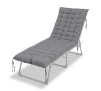 Relaxdays Cojín Acolchado para Banco, 190 x 70 cm, con Cintas, Gris, para jardín y palets