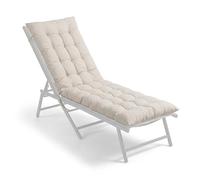 Relaxdays Cojín Acolchado para Banco Exterior, 160 x 50 cm, con Cintas, Beige