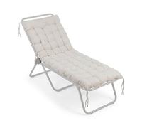 Relaxdays Cojín Acolchado para Banco Exterior, 190 x 70 cm, con Cintas, Color Beige
