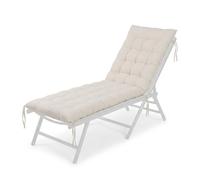 Relaxdays Cojín Acolchado para Banco, Exterior, con Cintas, 180 x 50 cm, Beige