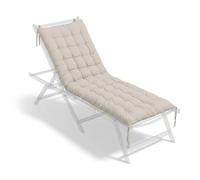 Relaxdays Cojín para Banco Acolchado con Lazos, 180 x 70 cm, Exterior, Beige para jardín y palés