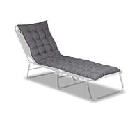 Relaxdays Cojín para Bancos, Respaldo con Lazos para Asientos y Tumbonas Exteriores, 7 x 180 x 50 cm, Poliéster, Gris