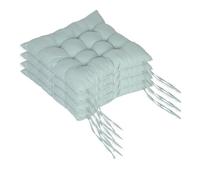 Relaxdays Cojines para sillas, Set 4, 40x40 cm, Acolchados con Cintas, Interior/Exterior, Funda poliéster, Verde Claro