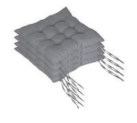 Relaxdays Cojines para sillas, Set de 4, 40x40 cm, Acolchados con Lazos, Interior y Exterior, Funda poliéster, Gris