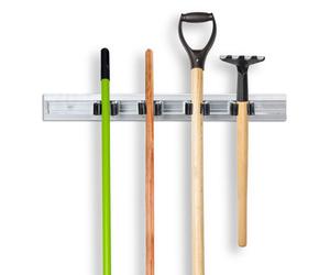 Relaxdays Colgador escobas para la pared negro,plata