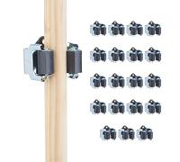 Relaxdays Colgador Escobas y Herramientas, Set de 20, Clips Organizadores Pared, Hierro y Polirresina, Plateado y Negro