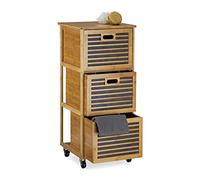 Relaxdays - Cómoda con 3 cajones para el Cuarto de baño Hecho de bambú con Medidas 92 x 41 x 41 cm Espacio de Almacenamiento transportable, Color Natural
