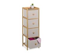 Relaxdays Cómoda Estrecha, 94 x 31 x 30 cm, Minicómoda Pasillo, Dormitorio o Salón, 4 Cajones de Tela, Beige y Natural