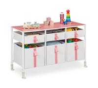 Relaxdays Cómoda infantil con 6 cajones blanco,crema,rosa