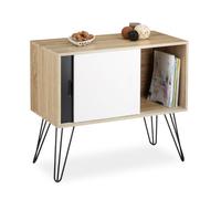 Relaxdays Cómoda retro con puertas correderas blanco,marrón claro,negro