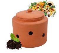 Relaxdays compostador de lombrices enterrable, 5 l, para residuos de Cocina, con Tapa, para jardín y bancales, Terracota