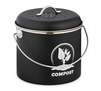 Relaxdays Compostera Cocina 3,5 L con Tapa y 2 Filtros Carbón Activo, Cubo Compostaje Basura Orgánica, Metálica, Colores