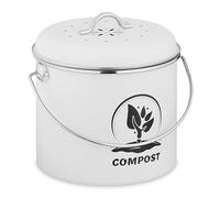 Relaxdays Compostera Cocina 3,5 L con Tapa y 2 Filtros Carbón Activo, Cubo Compostaje Basura Orgánica, Metálica, Colores