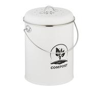 Relaxdays Compostera con filtro olores 5,5 litros blanco,negro,plata