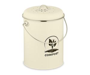 Relaxdays Compostera Cocina 5,5 L, Cubo Compostaje Pequeño, Basura Orgánica, con Tapa y Filtro Olores, Metal, Colores