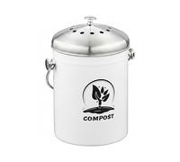 Relaxdays Compostera Cocina 5 L con Tapa y Filtro Olores, Cubo Compostaje Basura Orgánica, Acero Inoxidable, Colores