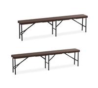 Relaxdays Conjunto de 2 bancos de jardín 180 cm marrón,negro